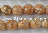 CAG6420 15 inches 12mm faceted round tibetan agate gemstone beads