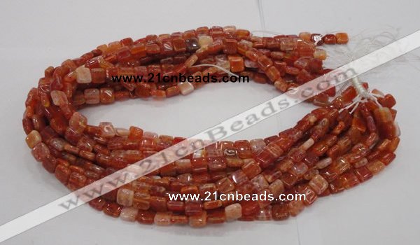 CAG643 15.5 inches 8mm square natural fire agate beads wholesale