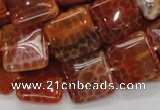 CAG645 15.5 inches 20mm square natural fire agate beads wholesale