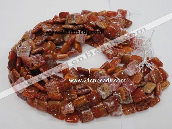 CAG645 15.5 inches 20mm square natural fire agate beads wholesale