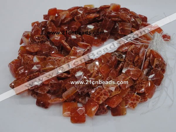 CAG651 15.5 inches 14*14mm faceted square natural fire agate beads