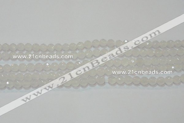 CAG6512 15.5 inches 8mm faceted round Brazilian white agate beads