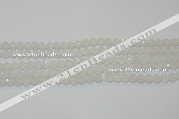 CAG6512 15.5 inches 8mm faceted round Brazilian white agate beads