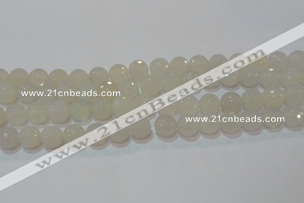 CAG6515 15.5 inches 14mm faceted round Brazilian white agate beads