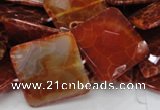 CAG652 15.5 inches 30*30mm faceted square natural fire agate beads