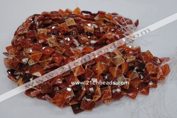 CAG654 15.5 inches 10*10mm faceted rhombic natural fire agate beads