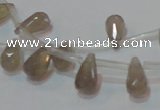 CAG6544 Top-drilled 6*10mm faceted teardrop Brazilian grey agate beads