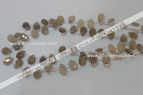 CAG6546 Top-drilled 10*14mm briolette Brazilian grey agate beads