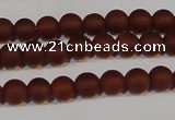 CAG6551 15.5 inches 5mm round matte red agate beads wholesale