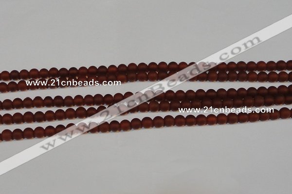 CAG6551 15.5 inches 5mm round matte red agate beads wholesale