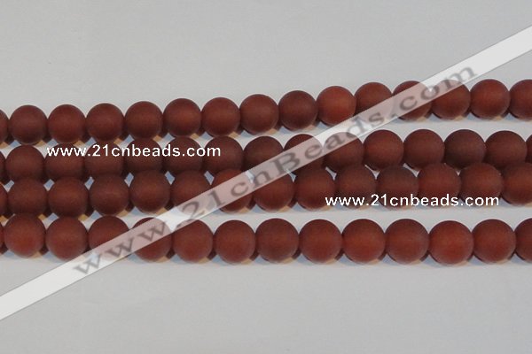 CAG6557 15.5 inches 14mm round matte red agate beads wholesale