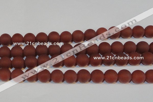 CAG6559 15.5 inches 18mm round matte red agate beads wholesale