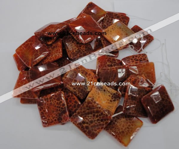 CAG658 15.5 inches 30*30mm faceted rhombic natural fire agate beads