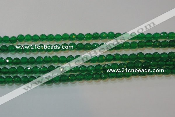 CAG6611 15.5 inches 4mm faceted round green agate gemstone beads