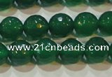 CAG6614 15.5 inches 10mm faceted round green agate gemstone beads