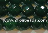 CAG6616 15.5 inches 14mm faceted round green agate gemstone beads