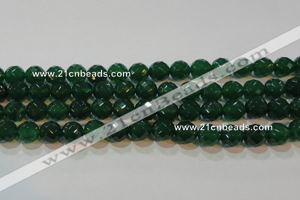 CAG6616 15.5 inches 14mm faceted round green agate gemstone beads