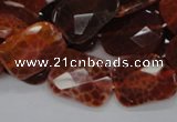 CAG663 15.5 inches 15*20mm faceted rectangle natural fire agate beads