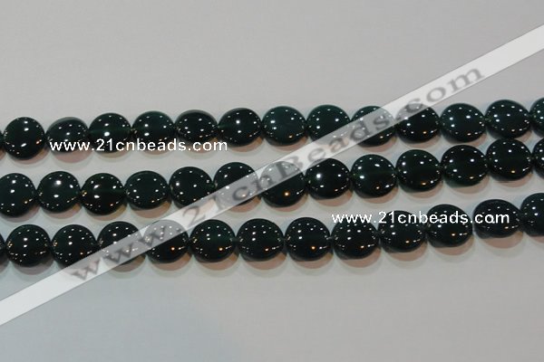 CAG6632 15.5 inches 13mm flat round green agate gemstone beads