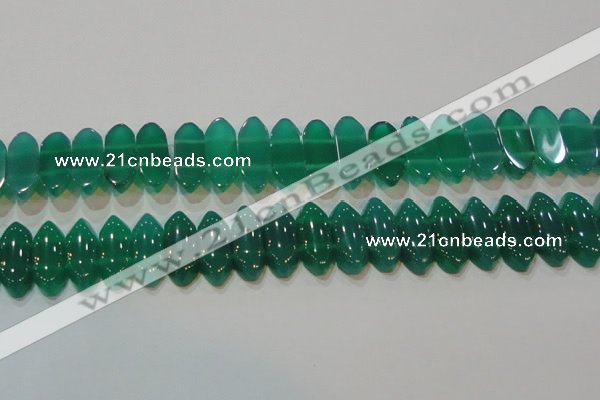 CAG6640 15.5 inches 8*20mm marquise double drilled green agate beads