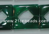 CAG6642 15.5 inches 25*25mm square green agate gemstone beads