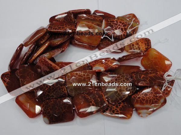 CAG665 15.5 inches 22*30mm faceted rectangle natural fire agate beads