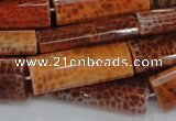 CAG668 15.5 inches 15*35mm rectangle natural fire agate beads