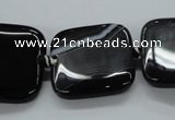 CAG6680 15.5 inches 25*25mm square black line agate beads