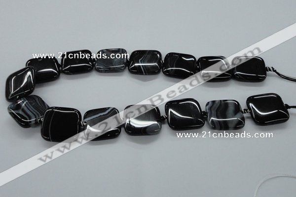 CAG6680 15.5 inches 25*25mm square black line agate beads