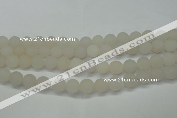 CAG6681 15 inches 10mm round white pilates agate beads