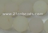 CAG6682 15 inches 12mm round white pilates agate beads