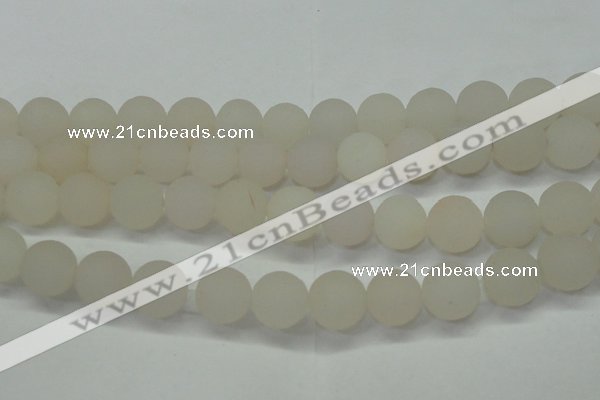 CAG6683 15 inches 14mm round white pilates agate beads