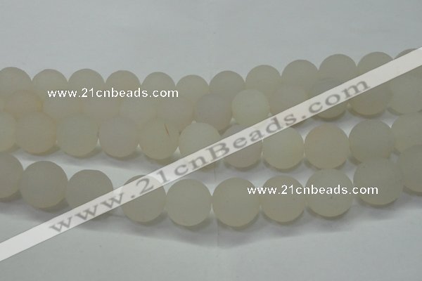 CAG6685 15 inches 18mm round white pilates agate beads