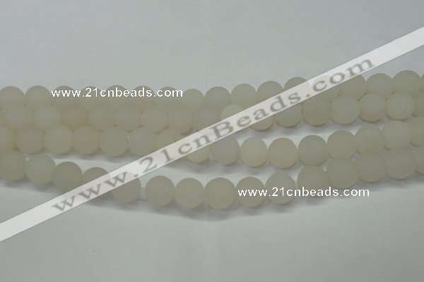 CAG6687 15 inches 8mm round white pilates agate beads