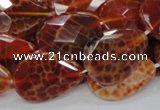 CAG672 15.5 inches 20*30mm faceted flat teardrop natural fire agate beads