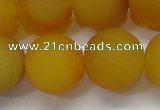 CAG6723 15 inches 14mm round yellow pilates agate beads