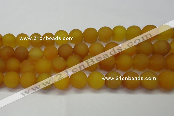 CAG6723 15 inches 14mm round yellow pilates agate beads