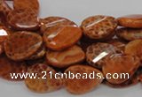 CAG673 15.5 inch 13*18mm faceted teardrop twisted natural fire agate beads