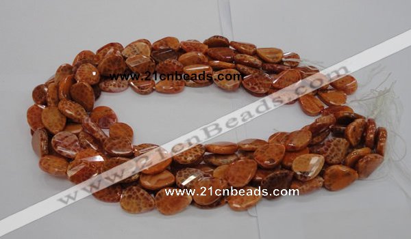 CAG673 15.5 inch 13*18mm faceted teardrop twisted natural fire agate beads