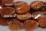 CAG674 15.5 inch 15*20mm faceted teardrop twisted natural fire agate beads