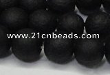 CAG6740 15 inches 8mm round black pilates agate beads