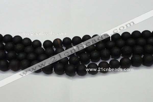 CAG6740 15 inches 8mm round black pilates agate beads