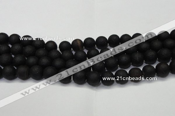 CAG6741 15 inches 10mm round black pilates agate beads