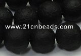 CAG6742 15 inches 12mm round black pilates agate beads