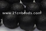 CAG6743 15 inches 14mm round black pilates agate beads