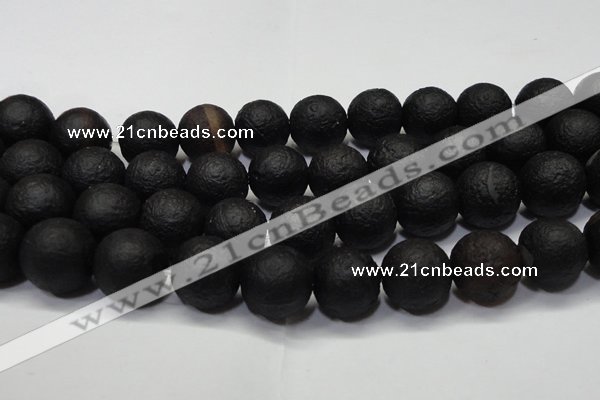 CAG6745 15 inches 18mm round black pilates agate beads