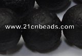 CAG6746 15 inches 20mm round black pilates agate beads