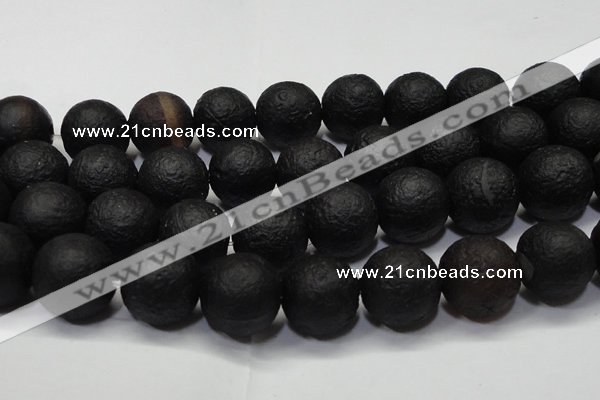 CAG6746 15 inches 20mm round black pilates agate beads