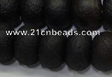 CAG6748 15 inches 10*14mm rondelle black pilates agate beads