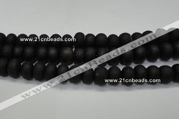 CAG6748 15 inches 10*14mm rondelle black pilates agate beads